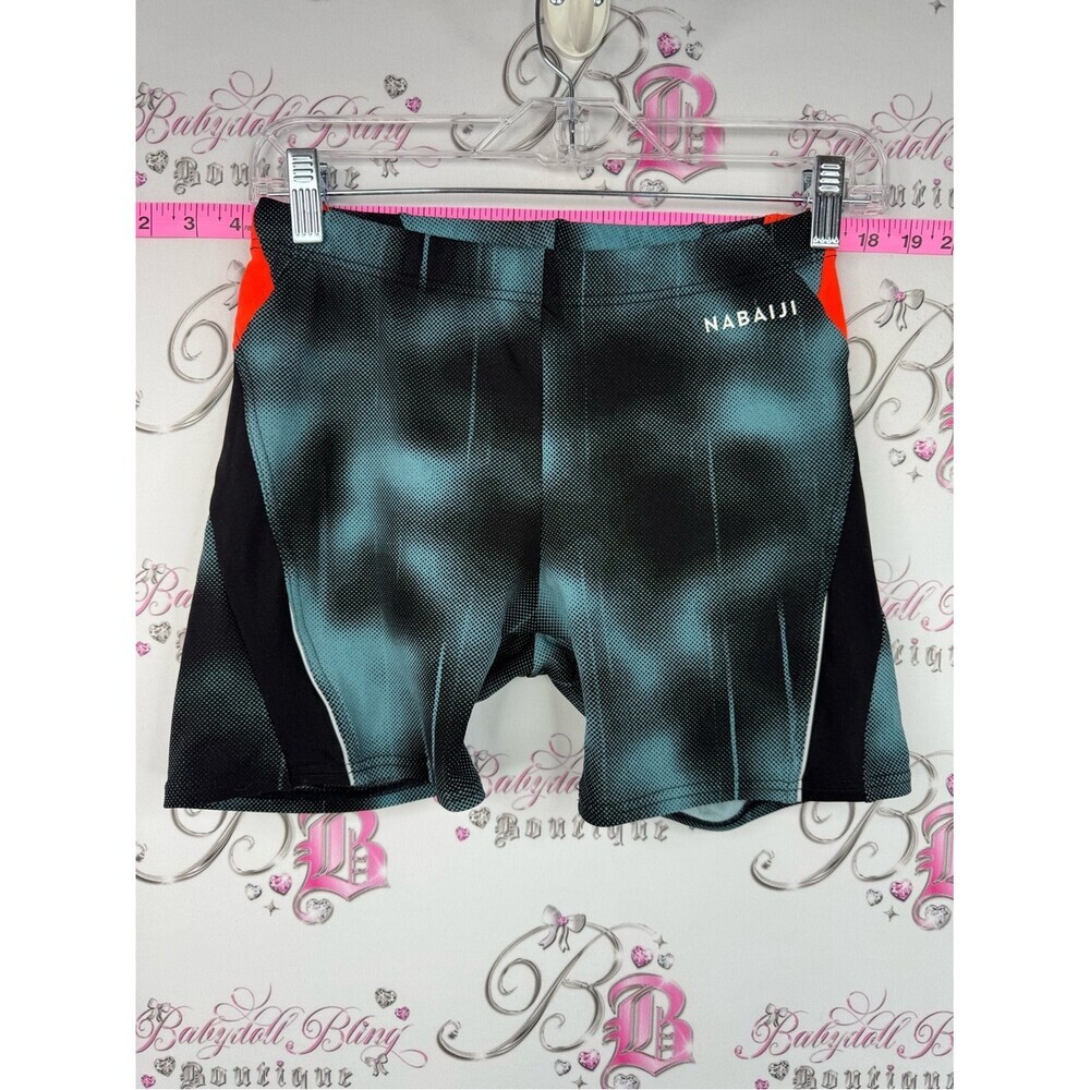 Nabaiji shorts Aqua Resist Swimwear Bottoms in Teal and Black with Orange Accent